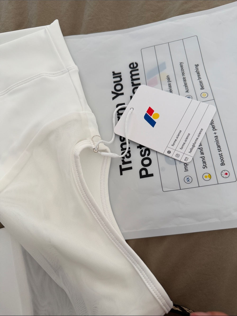 Square Neck White Crop Sports Bra with Black Logo - Picture 6 of 6